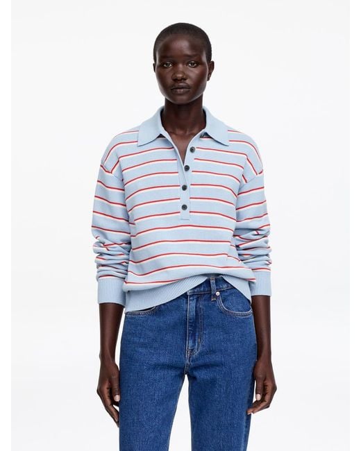 ARKET Blue Knitted Polo Shirt