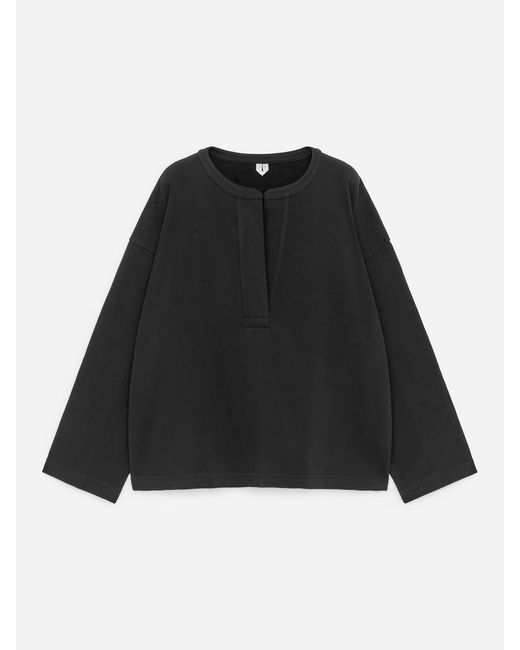ARKET Black Open-Placket Sweatshirt