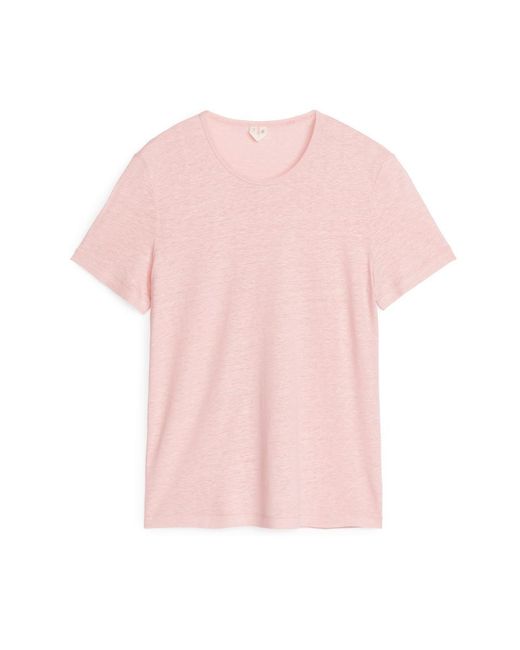 ARKET Pink T-Shirt Aus Leinenmischung