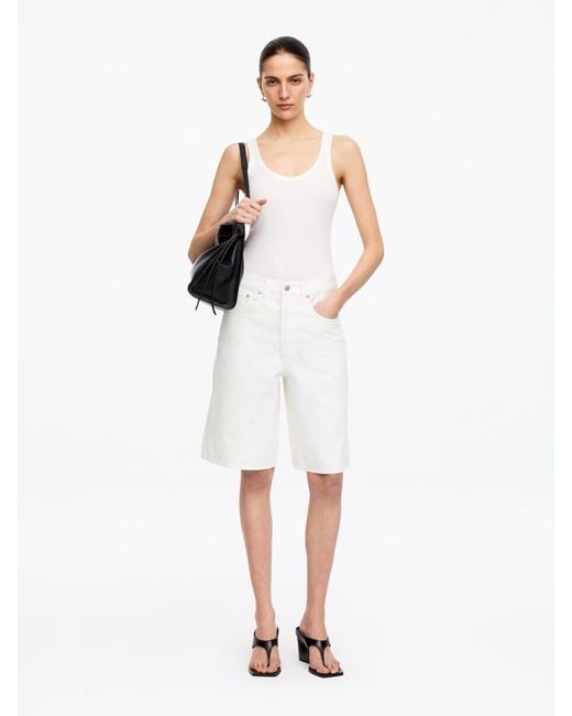 ARKET White Long Denim Shorts