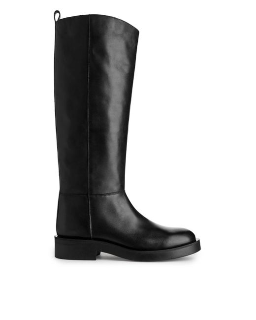 ARKET Black Leather Riding Boots