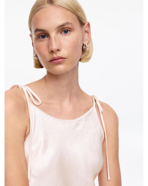 ARKET White Crushed Satin Slip Dress