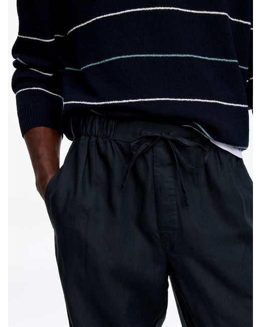 ARKET Blue Relaxed Linen Trousers for men