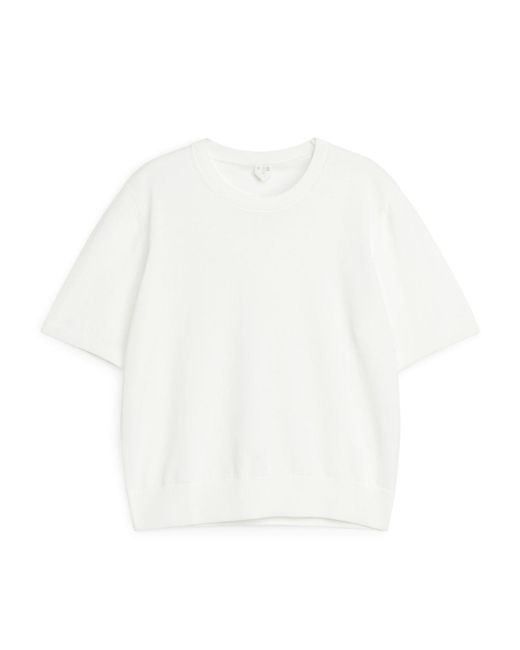 ARKET White Knitted Short-sleeved Top