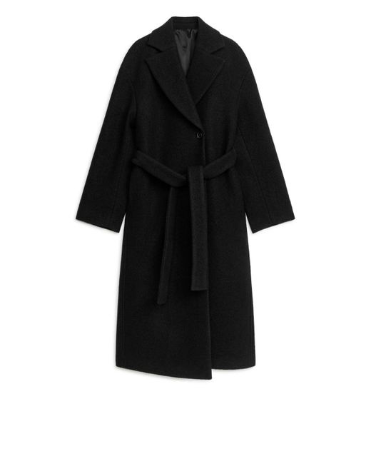 ARKET Black Bouclé Wool Coat