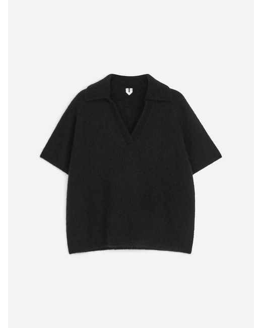ARKET Black Knitted Polo Jumper