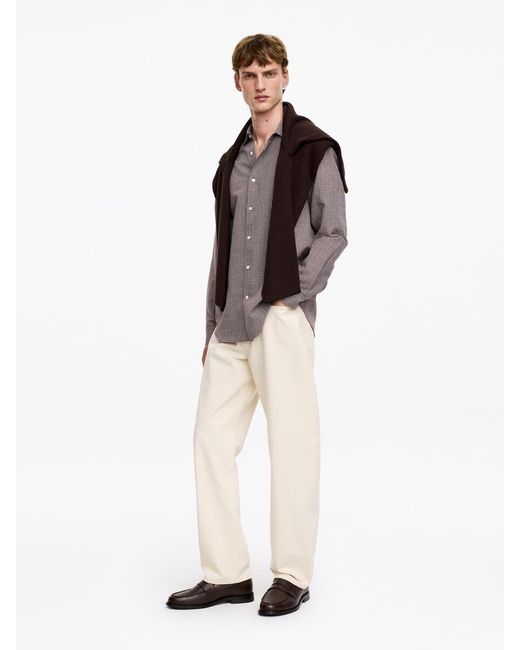 ARKET Gray Regular Cotton Linen Shirt for men