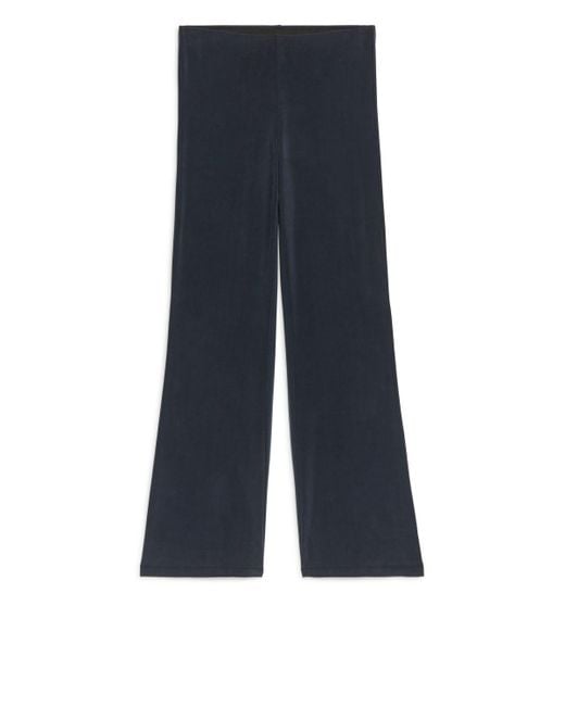 ARKET Blue Flared Cupro Trousers