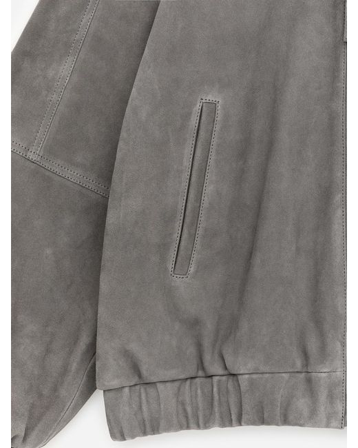 ARKET Gray Boxy Suede Jacket