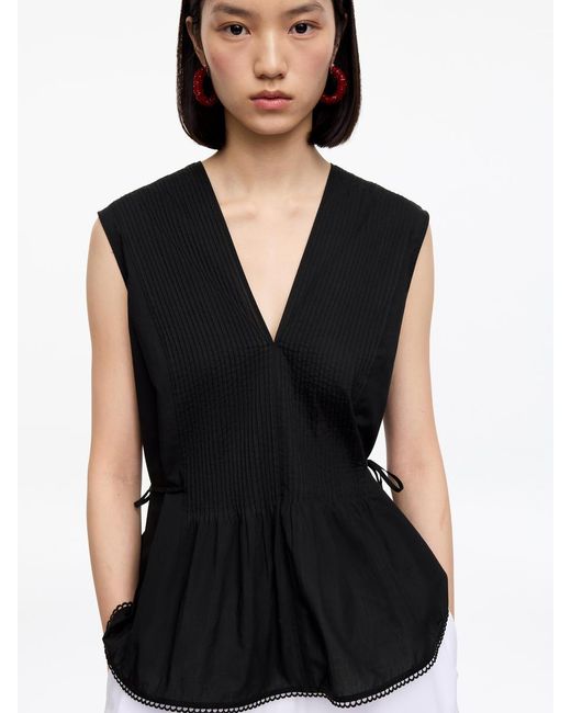ARKET Black Pintuck Top