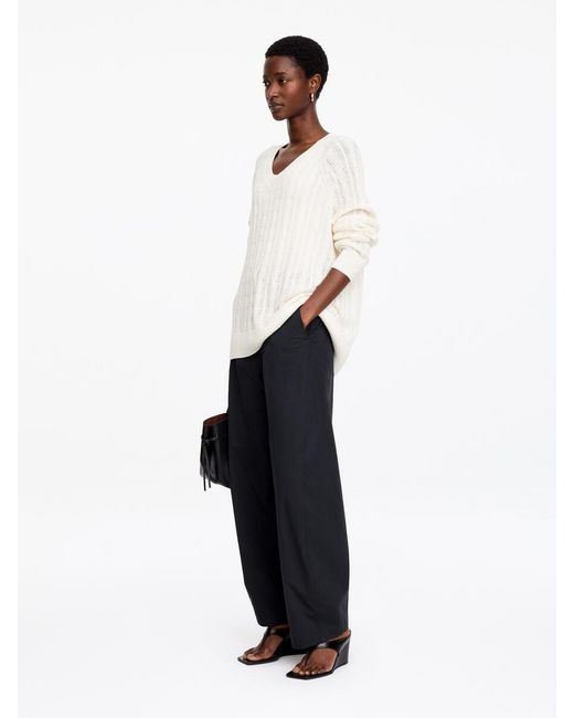 ARKET White Cable-Knit V-Neck Jumper