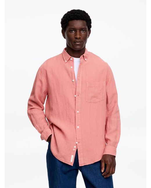 ARKET Pink Relaxed Linen Shirt for men