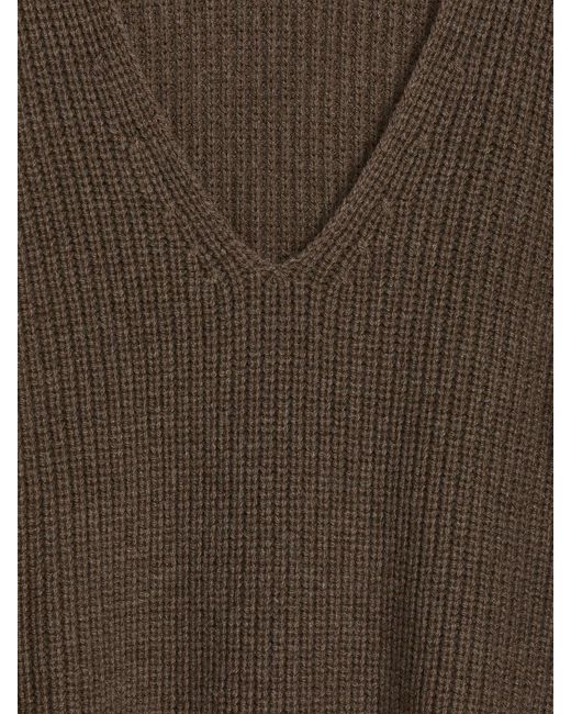 ARKET Brown U-Neck Wool Jumper