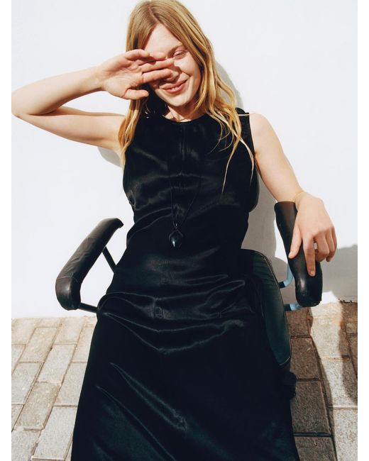 ARKET Black Satin Dress