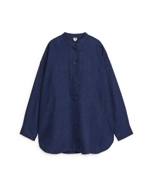 ARKET Blue Pop-over Linen Shirt