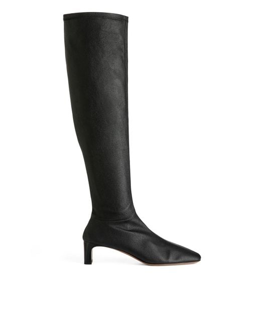 ARKET Black Stretch Leather Boots