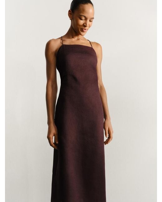 ARKET Red Linen Midi Dress