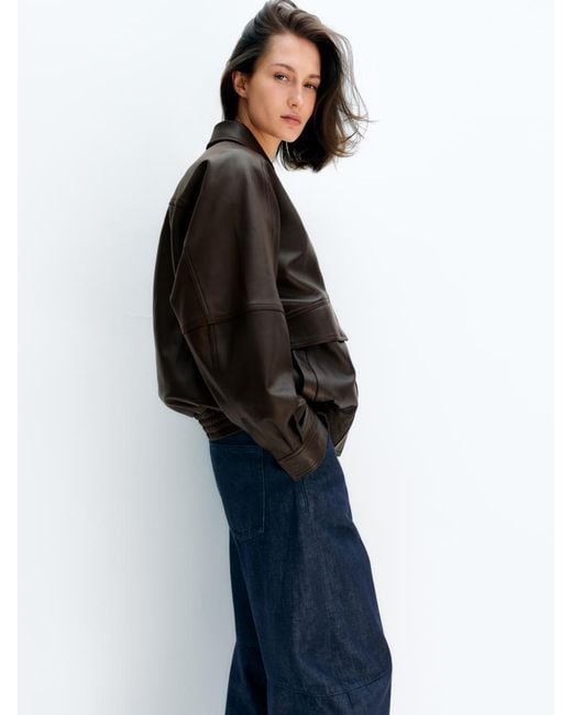 ARKET Brown Relaxed Leather Jacket
