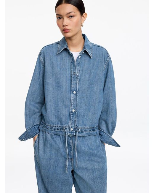 ARKET Blue Drawstring Denim Blouse