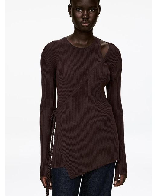 ARKET Purple Ribbed Wrap Top