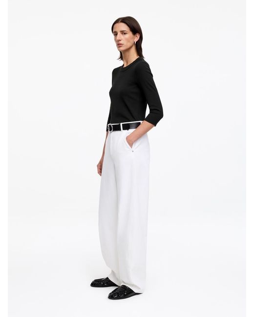 ARKET Black Slim Crop-Sleeve Rib T-Shirt