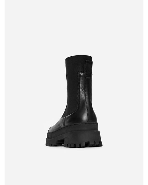 ARKET Black Chunky Leather Ankle Boots