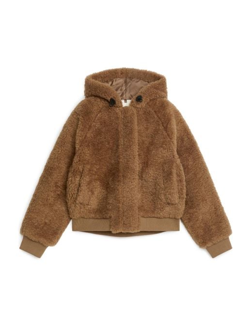 ARKET Brown Fluffy Pile Jacket