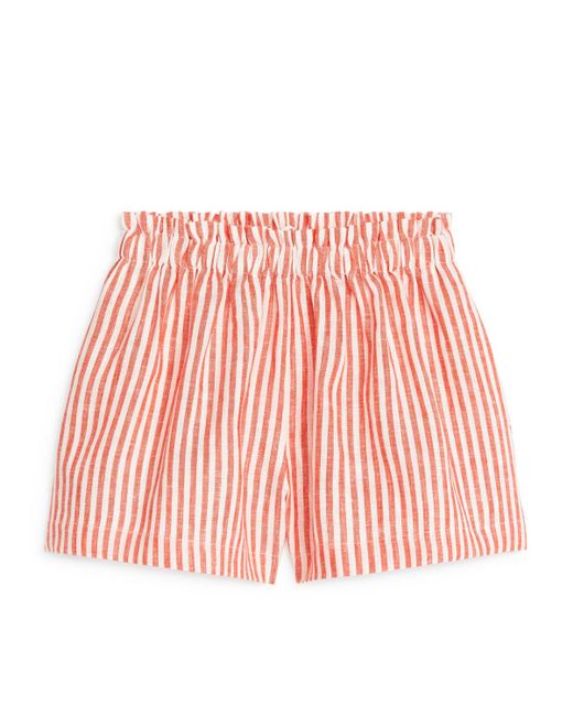 ARKET Red Wide Linen Shorts