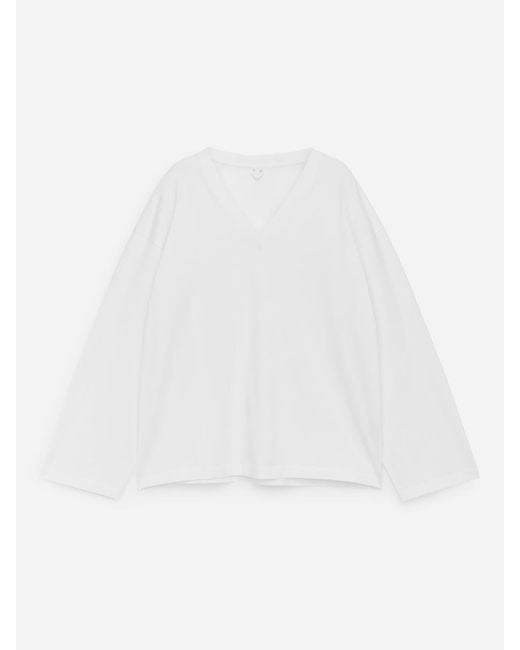 ARKET White Relaxed V-Neck T-Shirt