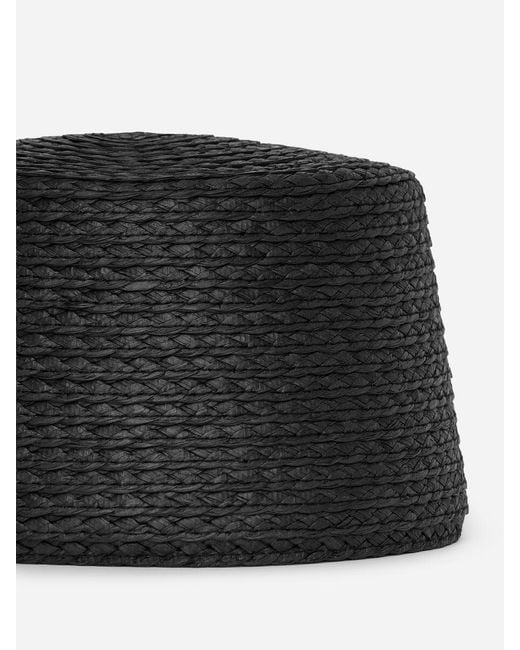 ARKET Black Straw Pillbox Hat