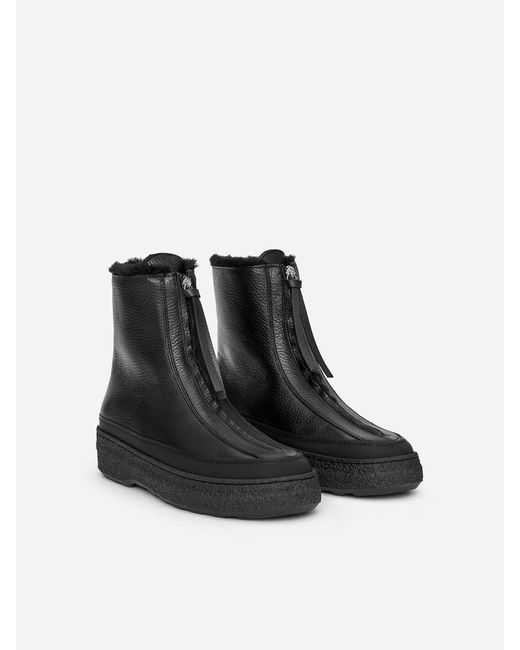 ARKET Black Leather Zip Boots