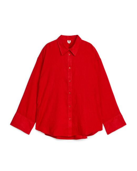 ARKET Red Loose Linen Shirt
