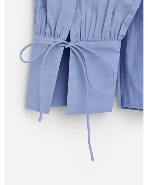 ARKET Blue Cotton-Viscose Bib Blouse