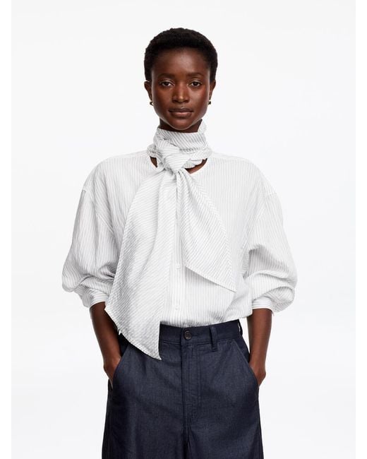 ARKET White Detachable Scarf Blouse
