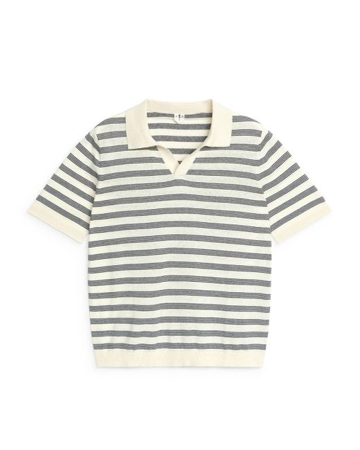 ARKET Gray Cotton Linen Polo Shirt for men