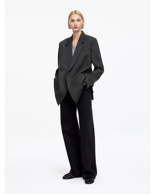 ARKET Gray Wool-Blend Wrap Blazer
