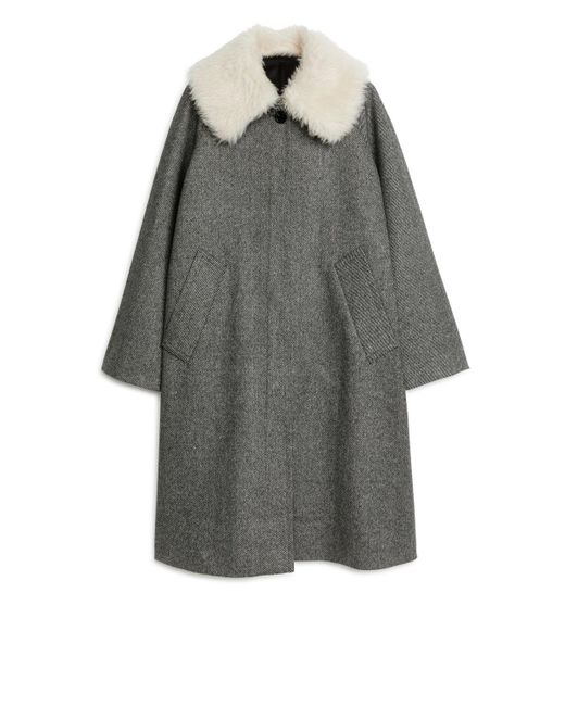 ARKET Gray Wool Collar Coat