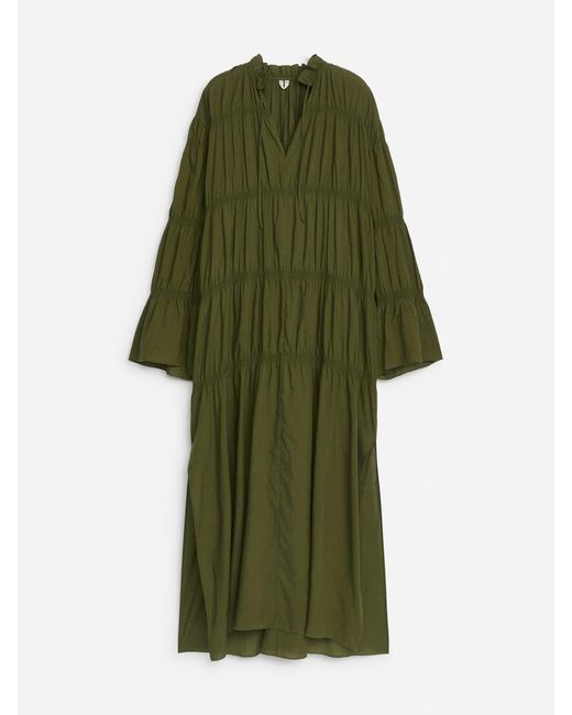 ARKET Green Gesmoktes Maxikleid