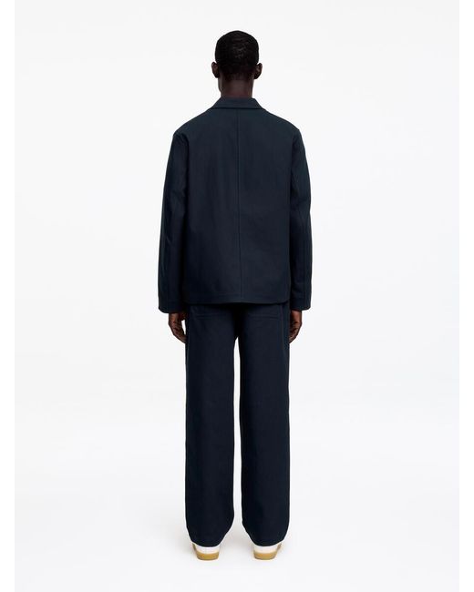 ARKET Blue Loose Cotton Linen Trousers for men