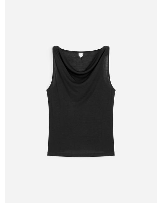 ARKET Black Draped Tank Top