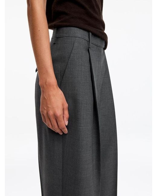 ARKET Gray Pleated Wool-Blend Trousers