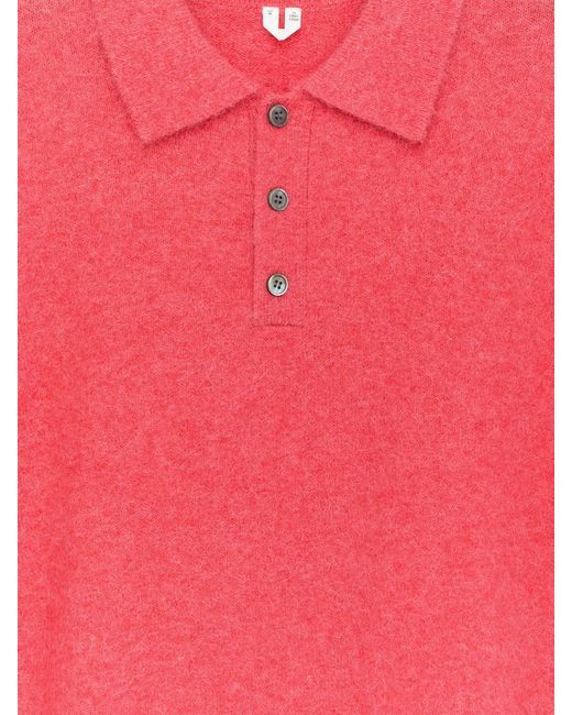 ARKET Red Alpaca Wool Blend Polo Shirt for men