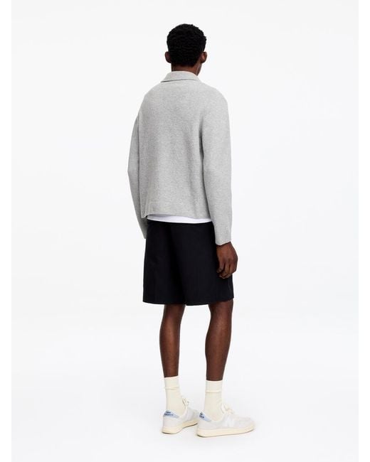 ARKET Gray Knitted Cotton Blend Polo Shirt for men