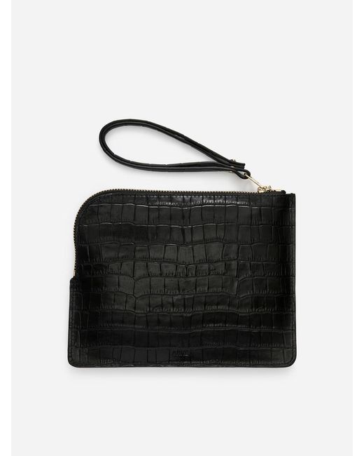 ARKET Black Croco-Effect Leather Pouch