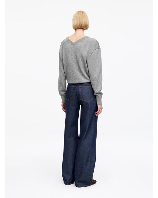 ARKET Gray Cotton-Wool V-Neck Jumper