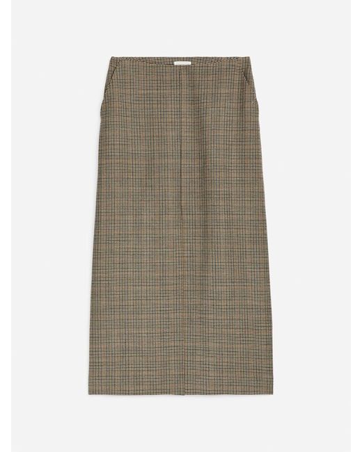 ARKET Natural Checked Wool Pencil Skirt