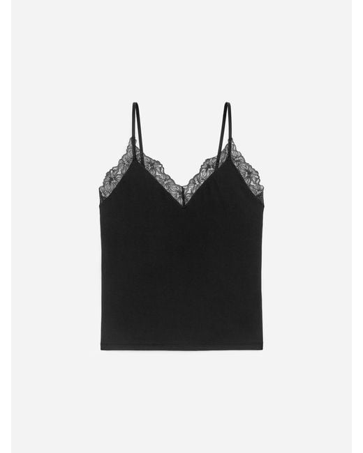 ARKET Black Lace-Detail Strap Top