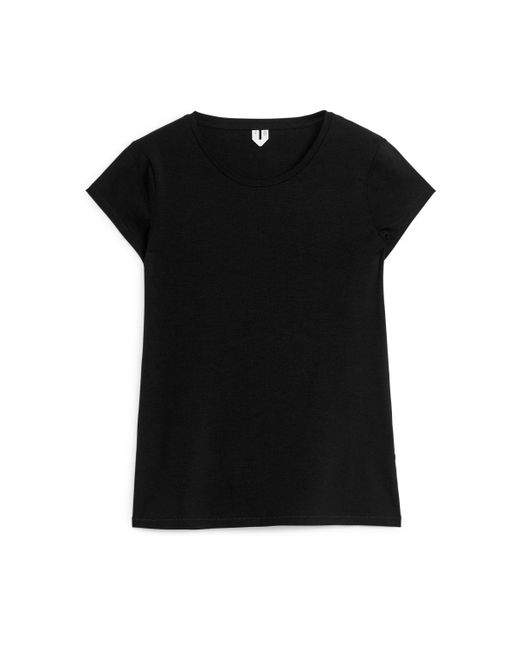 ARKET Black Cotton Stretch T-shirt