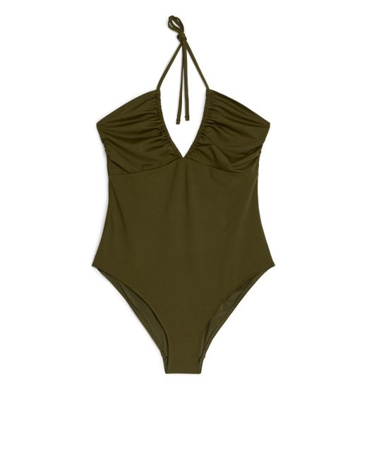 ARKET Green Halterneck Swimsuit
