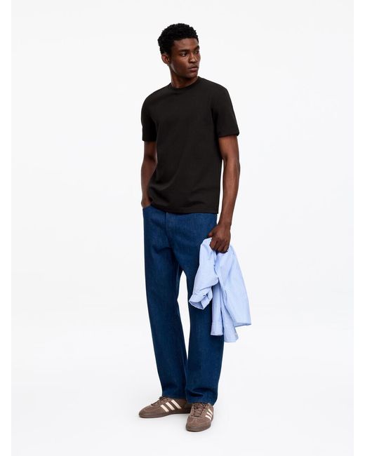 ARKET Black Interlock Regular T-Shirt for men